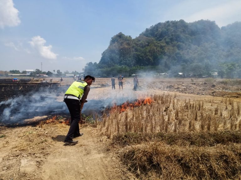 Quick Respon, Personil Polsek Bungoro Padamkan Api di Kampung Matampa