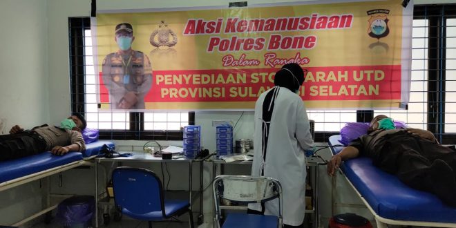 Polres Bone Gelar Aksi Kemanusiaan Donor Darah untuk Pasien Covid-19