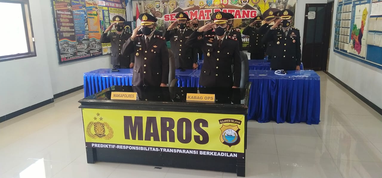 Pejabat Utama Polres Maros Ikuti Upacara Peringatan Hari Lahir Pancasila, Secara Virtual