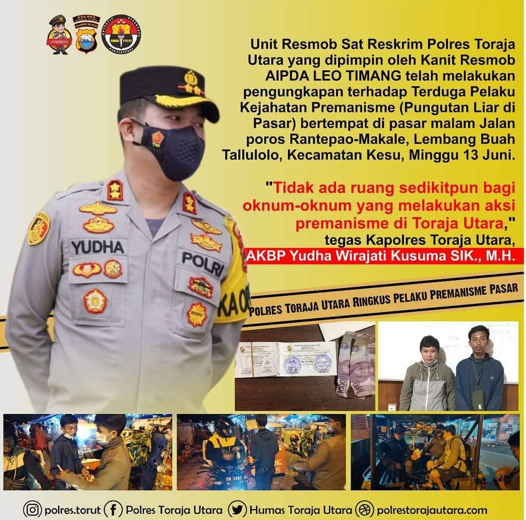Polres Toraja Utara Ringkus Pelaku Premanisme Pasar