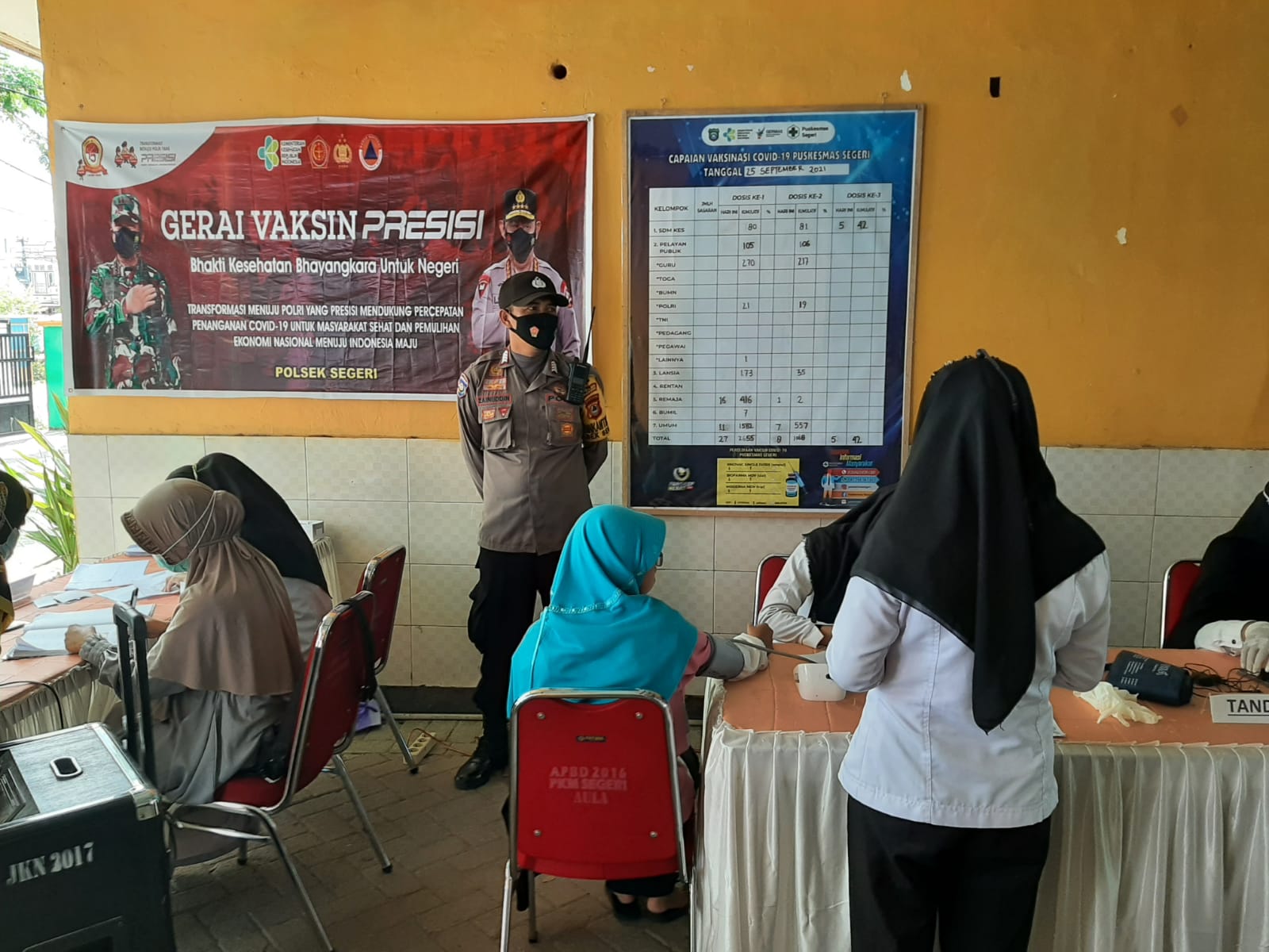 Kapolsek Segeri Sambangi Puskesmas Segeri dan Baring Pantau Kegiatan Vaksinasi