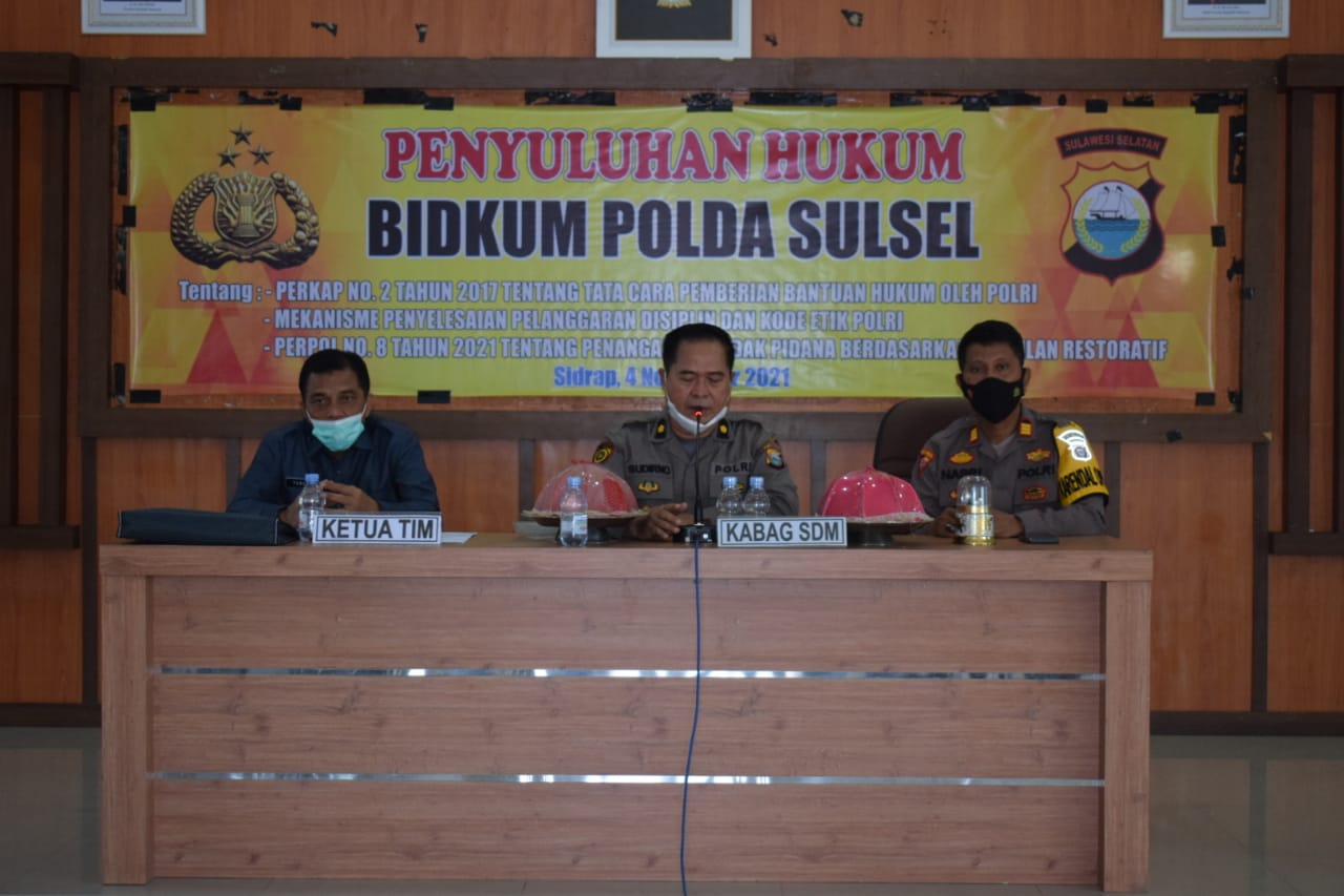 Penyuluhan Hukum Oleh Bidkum Polda Sulsel Kepada Personil Polres Sidrap