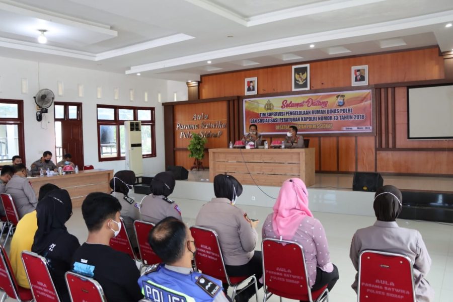Supervisi Pengelolaan Rumah Dinas dan Sosialisasi Perkap Nomor 13 tahun 2022 di Aula Mapolres Sidrap