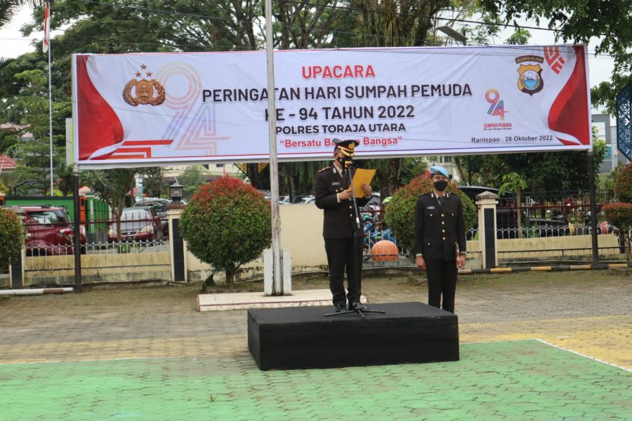 Wakapolres Jadi Irup Dalam Upacara Peringatan Hari Sumpah Pemuda Ke-94 di Mapolres Toraja Utara