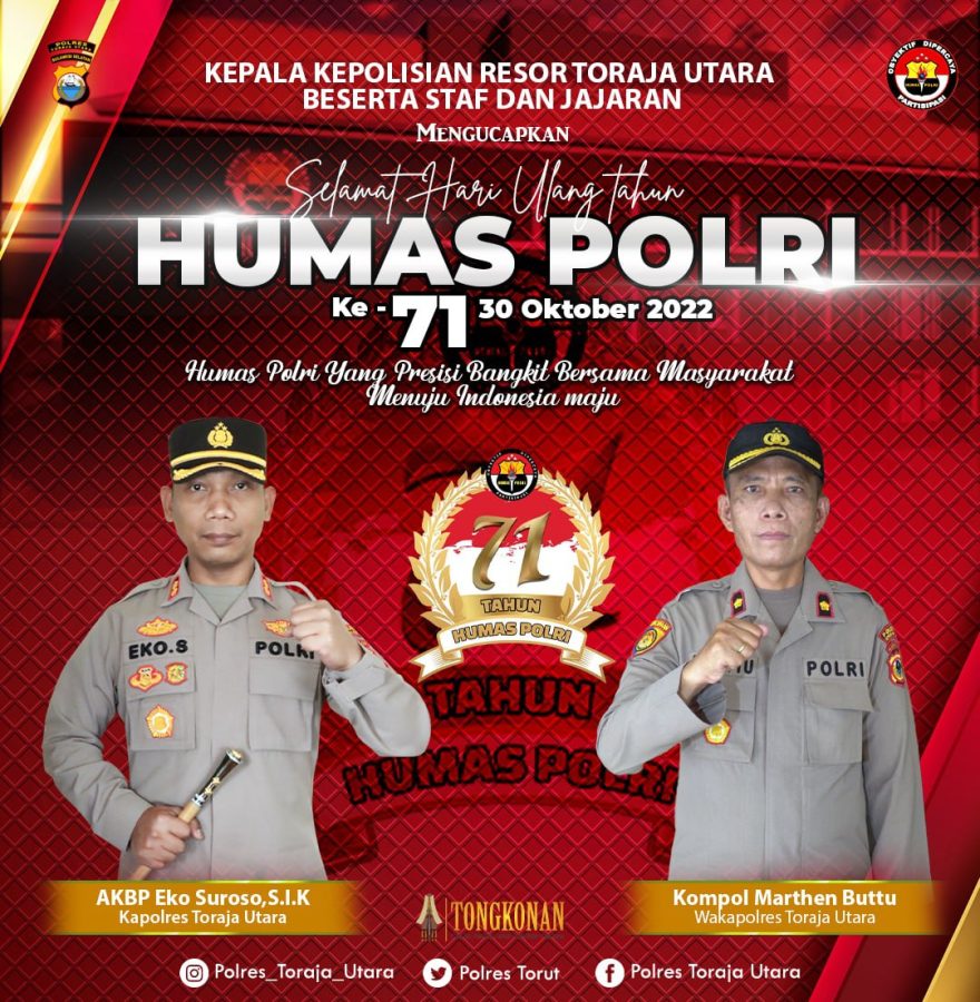 Kapolres Toraja Utara Sampaikan Ucapan Selamat HUT ke 71 Humas Polri