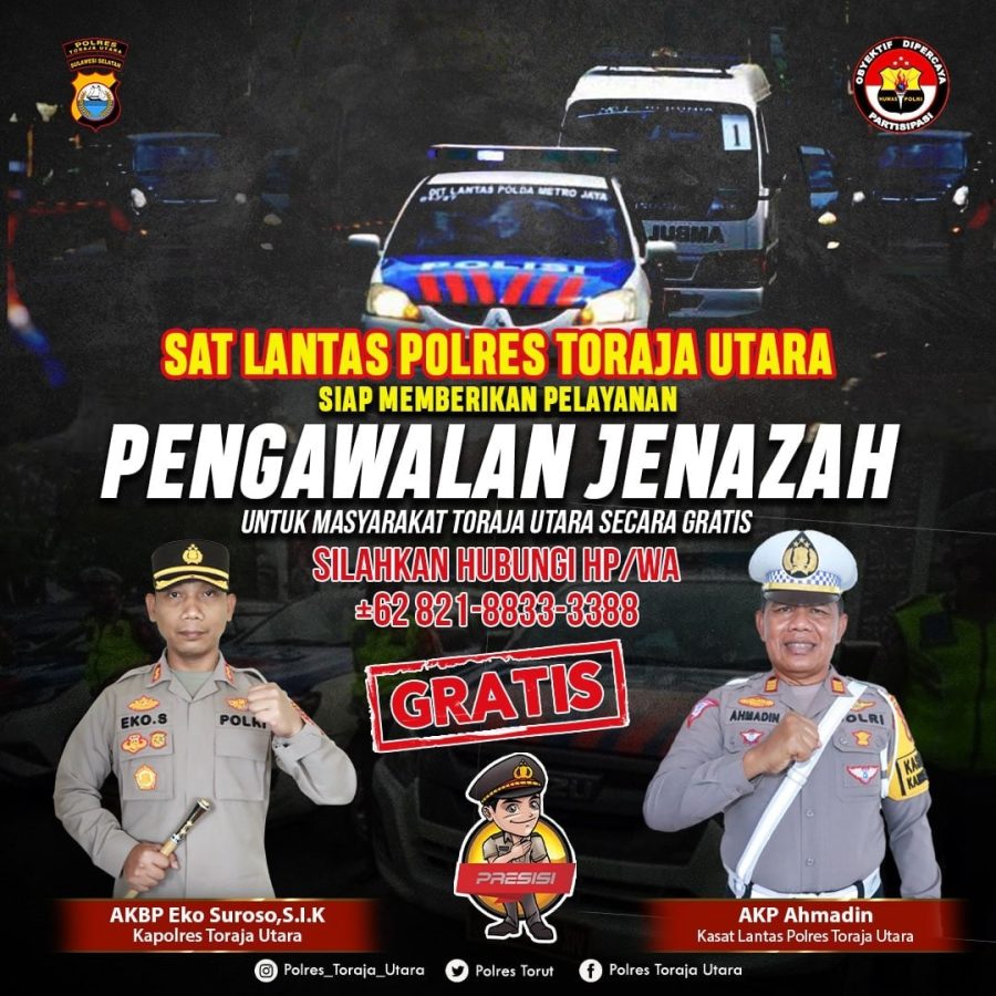 Polres Toraja Utara Kembali Gelorakan Pelayanan Pengawalan Jenazah Secara Gratis