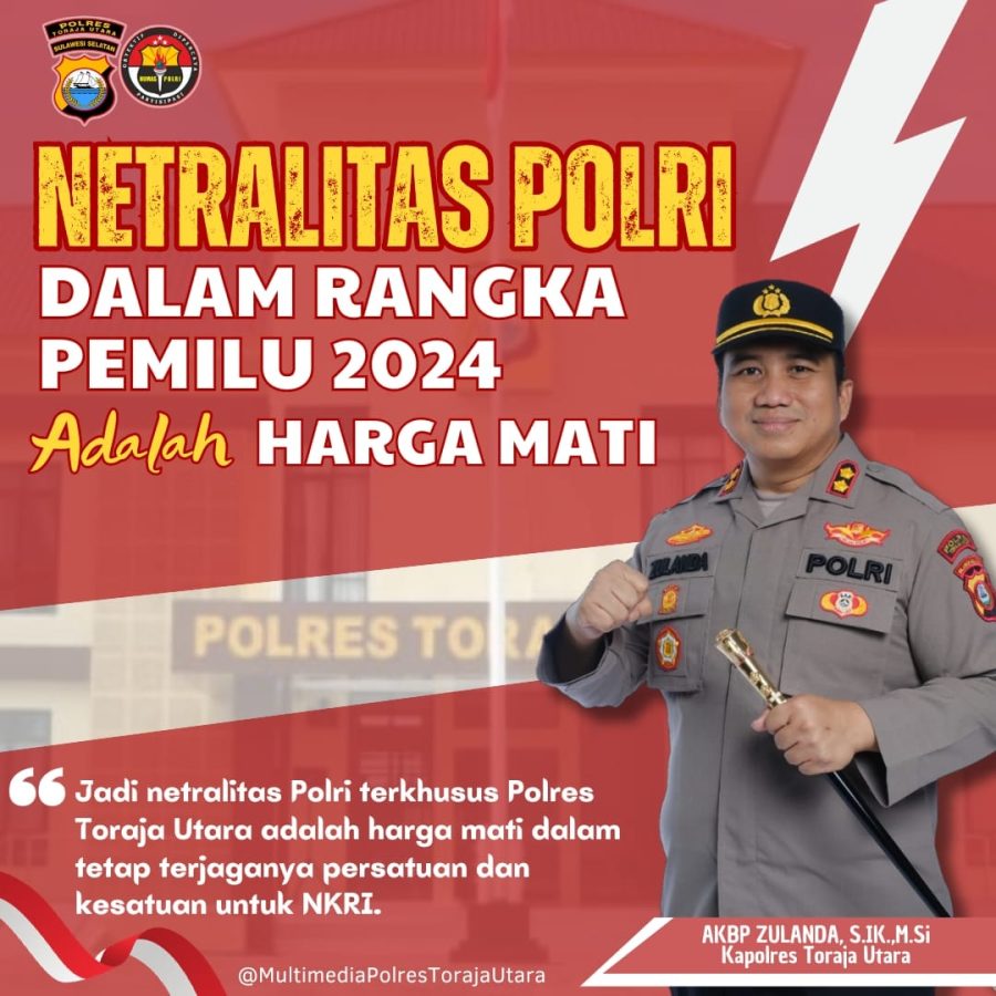 Kapolres Toraja Utara Ingatkan Personel Terkait Harga Mati Netralitas Polri di Pemilu 2024