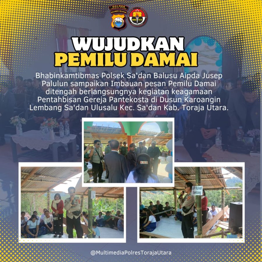 Wujudkan Pemilu Damai, Bhabinkamtibmas Polsek Sa’dan Balusu Sampaikan Imbauan Ditengah Berlangungnya Kegiatan Keagamaan