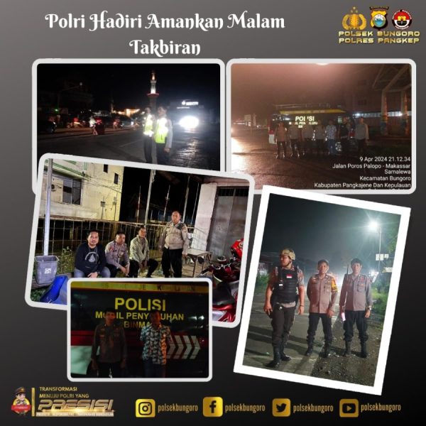 Personil Polsek Bungoro Laksanakan Pengamanan Malam Takbiran, Cegah Gaktibmas