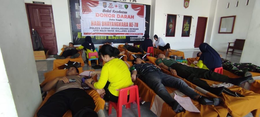 Donor Darah Dalam Rangka HUT Bhayangkara 78, Kapolres Sidrap: Setetes Darah Sangat Berharga Bagi yang Membutuhkan