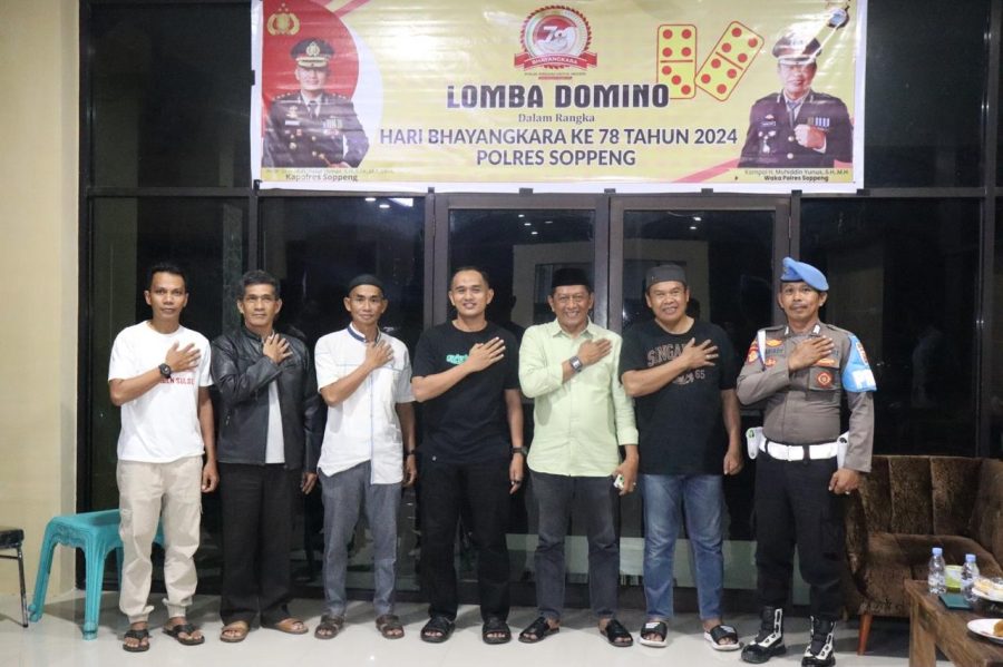 Menyambut Hari Bhayangkara ke 78,Polres Soppeng menggelar pertandingan domino Internal bagi Personil Polri