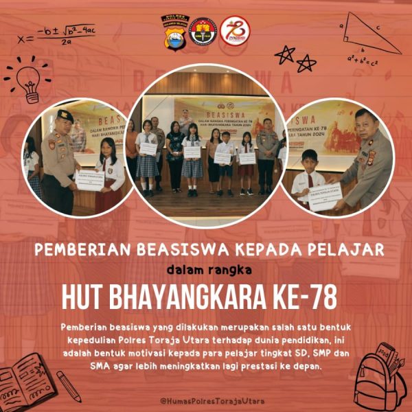 Lima Pelajar di Toraja Utara, Raih Beasiswa dalam Rangka Hari Bhayangkara ke-78
