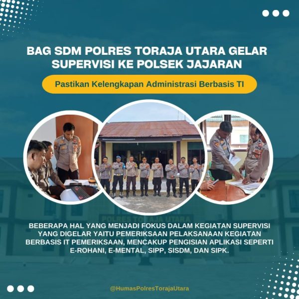 Pastikan Kelengkapan Administrasi Berbasis TI, Bag SDM Polres Toraja Utara Gelar Supervisi ke Polsek Jajaran