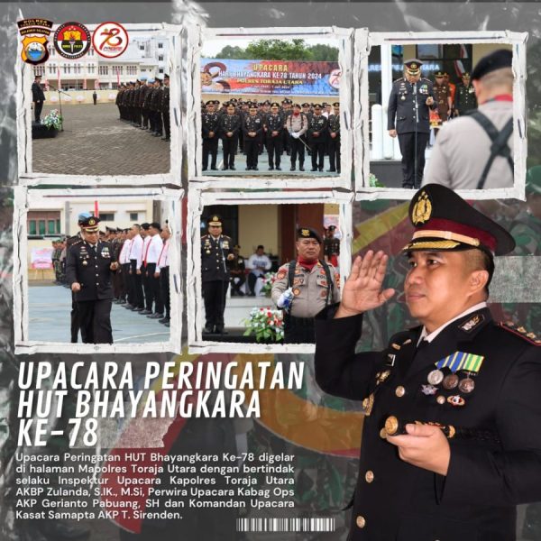 Polres Toraja Utara Gelar Upacara Peringatan Hari Bhayangkara ke-78