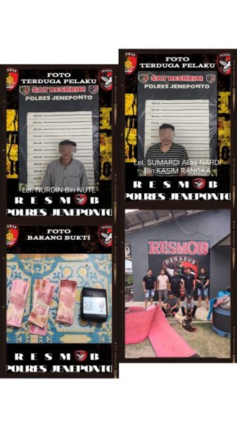 Resmob Polres Jeneponto Gerebek Judi Sabung Ayam, 2 Pelaku Diamankan
