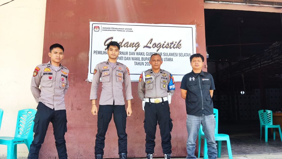 Personel Polres Toraja Utara Perketat Pengamanan 24 Jam di Gudang Logistik KPU Toraja Utara