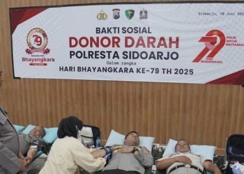 Polresta Sidoarjo Gelar Baksos Donor Darah Menuju Perayaan HUT Bhayangkara