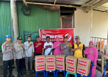 PEDULI KORBAN BENCANA, POLRES SOPPENG SALURKAN BANSOS DALAM RANGKA HUT BHAYANGKARA KE-79