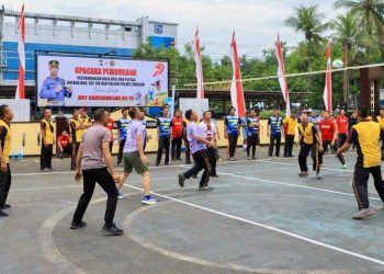 Meriahkan HUT Bhayangkara ke-79, Polres Takalar Gelar Pertandingan Bola Voli dan Futsal Internal