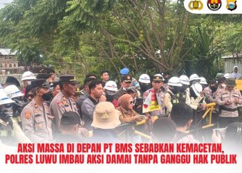 Aksi Massa di Depan PT BMS Sebabkan Kemacetan, Polres Luwu Imbau Aksi Damai Tanpa Ganggu Hak Publik